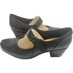Clarks Women's Emslie Lulin Leather Ortholite Block Heel Mary Jane Pump Size 11